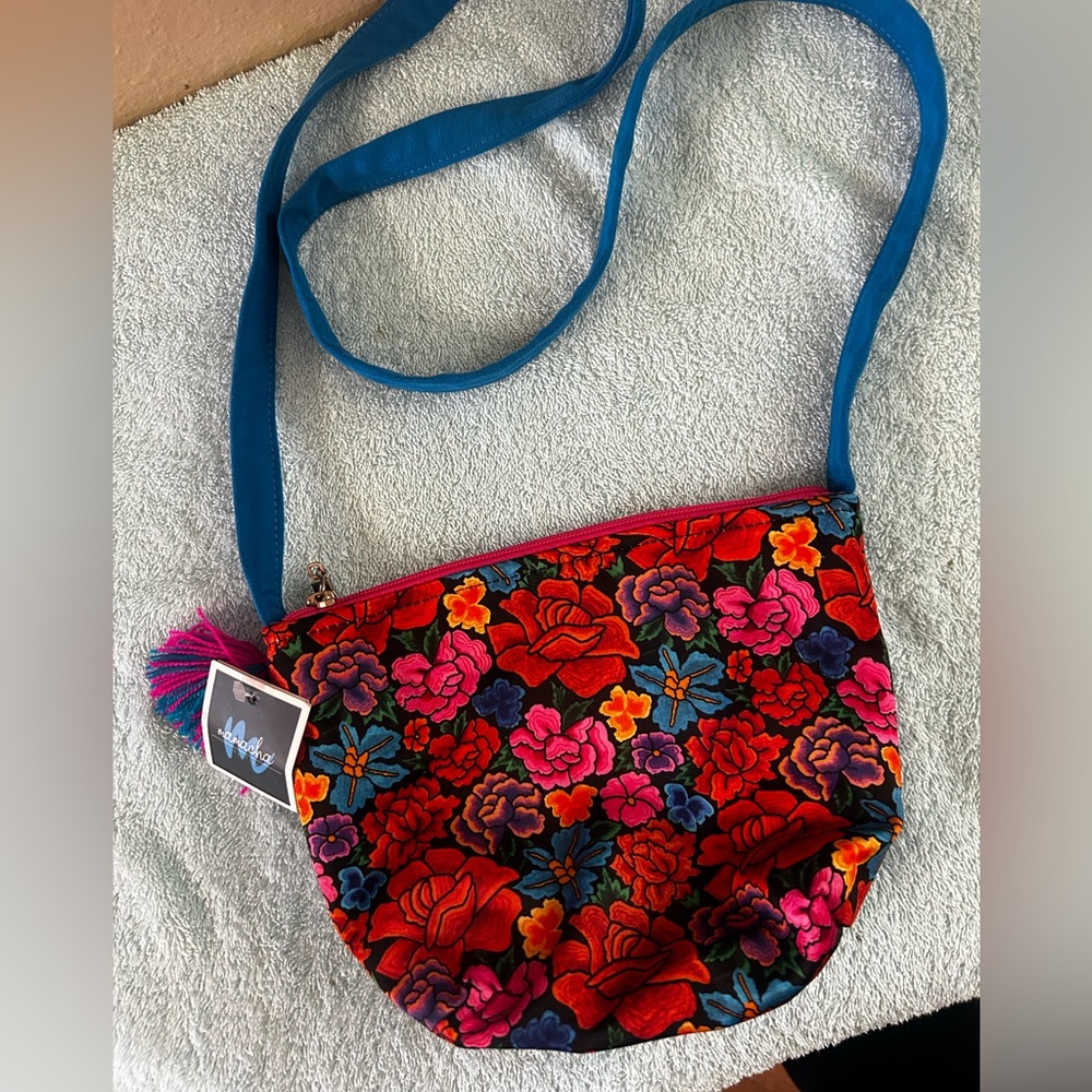 Mamacha by Vico Vibrant Floral Bag with Pink Tassels